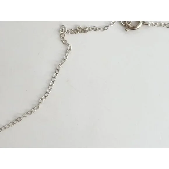 Freeform Turquoise Gemstone Sterling Silver 925 Vintage Pendant Necklace - 16" - Picture 13 of 15